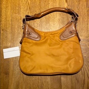 David & Scotti orange vinyl brown leather bag